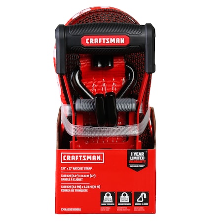 Craftsman 2 X 27' X 10000# J-Hook Ratchet Strap 1Pk CMXAZBS10000J